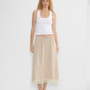 Aritzia Wilfred Iris Midi Satin Slip Skirt